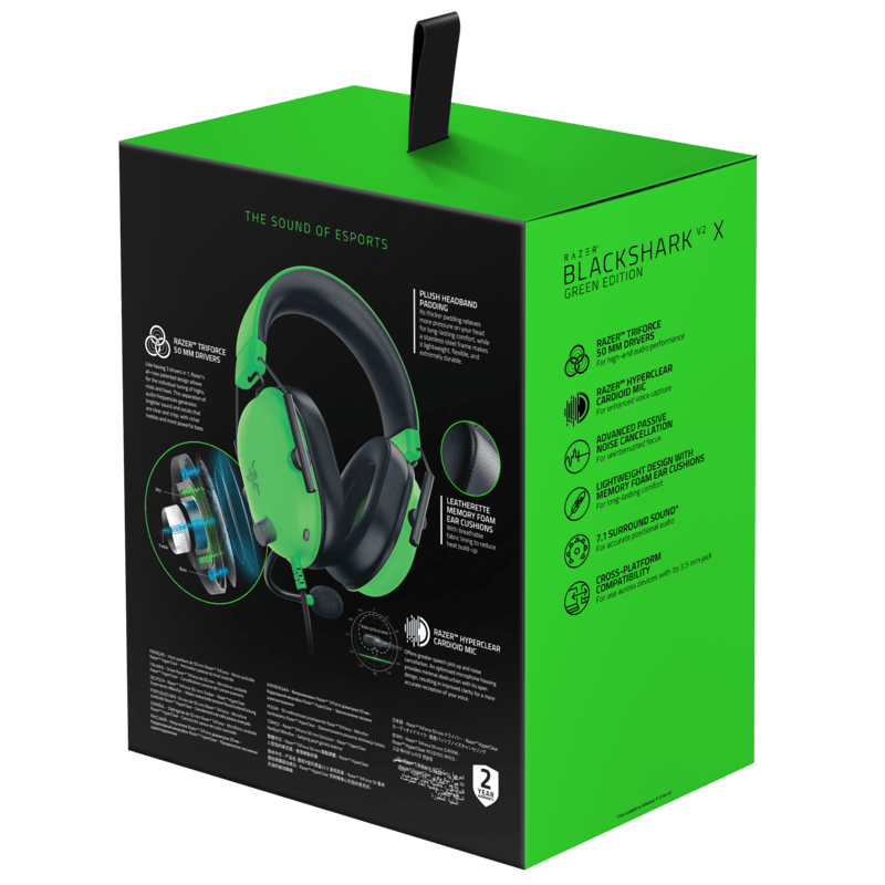 Razer BlackShark V2 X Gaming Headset - Multiplatform - Green